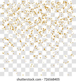 Abstract background with many falling gold tiny confetti pieces. vector background