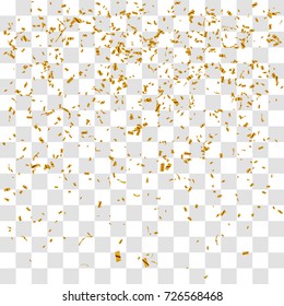 Abstract background with many falling gold tiny confetti pieces. vector background