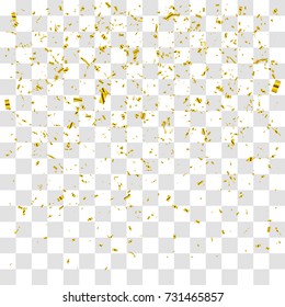 Abstract background with many falling gold tiny confetti pieces. vector background