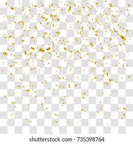 Abstract background with many falling gold tiny confetti pieces. vector background