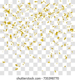 Abstract background with many falling gold tiny confetti pieces. vector background