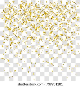 Abstract background with many falling gold tiny confetti pieces. vector background