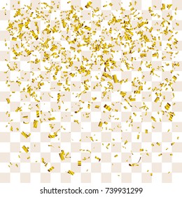Abstract background with many falling gold tiny confetti pieces. vector background