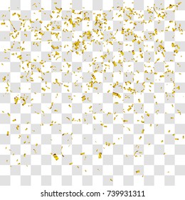 Abstract background with many falling gold tiny confetti pieces. vector background