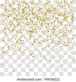 Abstract background with many falling gold tiny confetti pieces. vector background