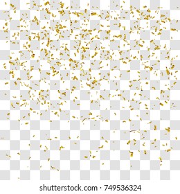 Abstract background with many falling gold tiny confetti pieces. vector background