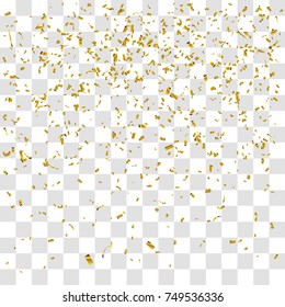 Abstract background with many falling gold tiny confetti pieces. vector background