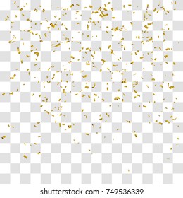 Abstract background with many falling gold tiny confetti pieces. vector background
