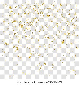 Abstract background with many falling gold tiny confetti pieces. vector background