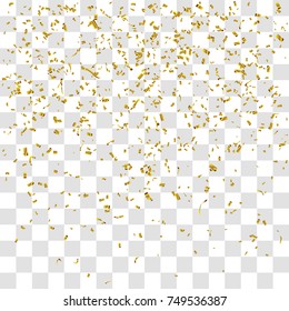 Abstract background with many falling gold tiny confetti pieces. vector background
