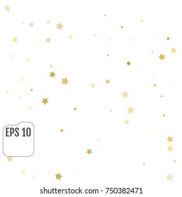 Abstract background with many falling gold stars confetti. vector background