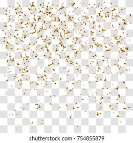 Abstract background with many falling gold tiny confetti pieces. vector background