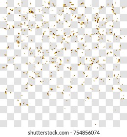 Abstract background with many falling gold tiny confetti pieces. vector background