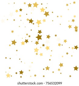 Abstract background with many falling gold stars confetti. vector background