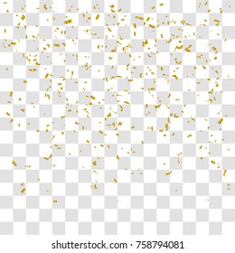 Abstract background with many falling gold tiny confetti pieces. vector background
