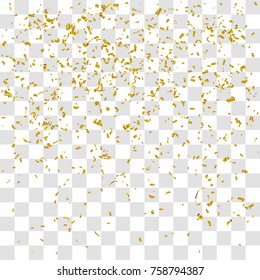 Abstract background with many falling gold tiny confetti pieces. vector background