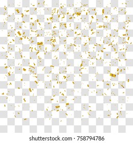 Abstract background with many falling gold tiny confetti pieces. vector background