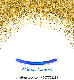 Abstract background with many falling gold stars confetti. vector background. winter loading