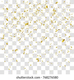 Abstract background with many falling gold tiny confetti pieces. vector background