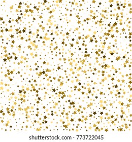 Abstract background with many falling gold stars confetti. vector background