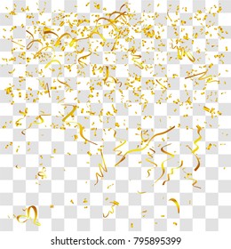 Abstract background with many falling gold tiny confetti pieces. vector background