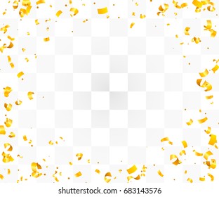 Abstract background with many falling golden tiny confetti pieces. Vector background
