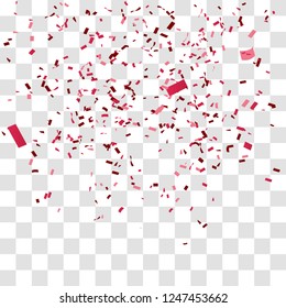 Abstract background with many falling red tiny confetti pieces. vector background