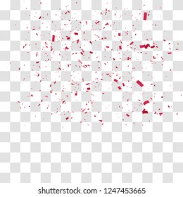 Abstract background with many falling red tiny confetti pieces. vector background