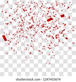 Abstract background with many falling red tiny confetti pieces. vector background
