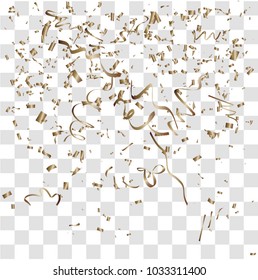 Abstract background with many falling tiny bronze confetti pieces. vector background