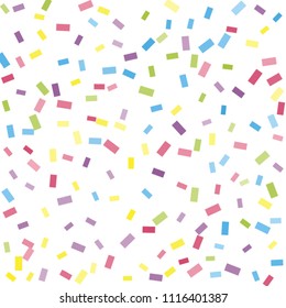 Abstract background with many falling tiny confetti pieces. vector background. Defocused stylish confetti on white background. For banners, wallpapers, postcards, business, weddings, party.