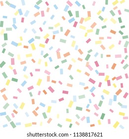 Abstract background with many falling tiny confetti pieces. vector background. Defocused stylish confetti on white background. For banners, wallpapers, postcards, business, weddings, party.