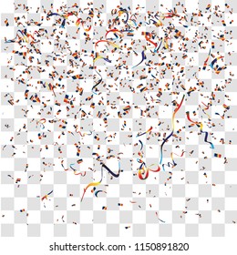 Abstract background with many falling tiny confetti pieces. vector background