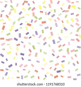 Abstract background with many falling tiny confetti pieces. vector background. Defocused stylish confetti on white background. For banners, wallpapers, postcards, business, weddings, party.