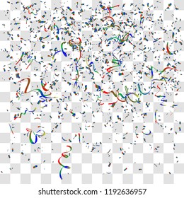 Abstract background with many falling tiny confetti pieces. vector background