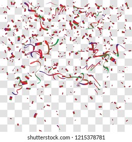 Abstract background with many falling tiny confetti pieces. vector background