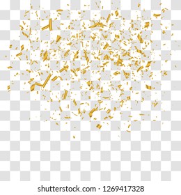 Abstract background with many falling tiny gold confetti pieces. vector background