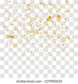 Abstract background with many falling tiny gold confetti pieces. vector background