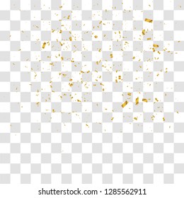 Abstract background with many falling tiny gold confetti pieces. vector background