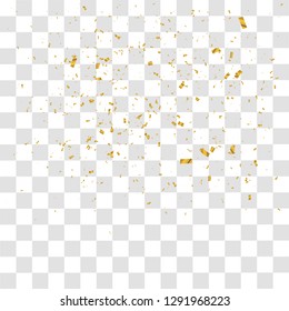 Abstract background with many falling tiny gold confetti pieces. vector background