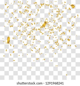 Abstract background with many falling tiny gold confetti pieces. vector background