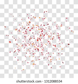 Abstract background with many falling tiny red confetti pieces. vector background