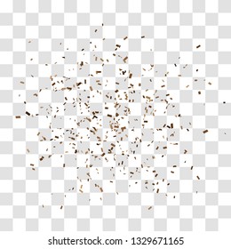 Abstract background with many falling tiny brown confetti pieces. vector background