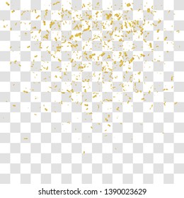 Abstract background with many falling tiny gold confetti pieces. vector background