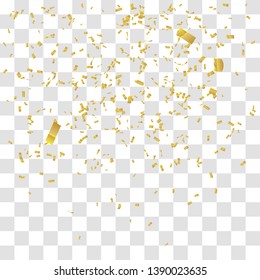 Abstract background with many falling tiny gold confetti pieces. vector background