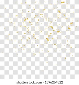 Abstract background with many falling tiny gold confetti pieces. vector background