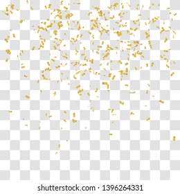 Abstract background with many falling tiny gold confetti pieces. vector background