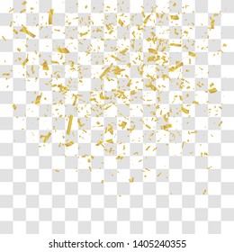 Abstract background with many falling tiny gold confetti pieces. vector background
