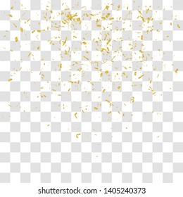 Abstract background with many falling tiny gold confetti pieces. vector background