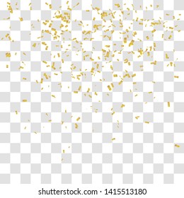 Abstract background with many falling tiny gold confetti pieces. vector background
